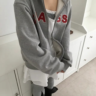 *Muand* Patch Over Zip-Up Hoodie