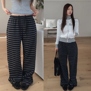 Bellping banding striped wide pants