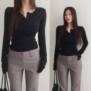 Dible Henley Neck Long Sleeve T-shirt