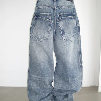 Double Big Pocket Wide Denim Pants -