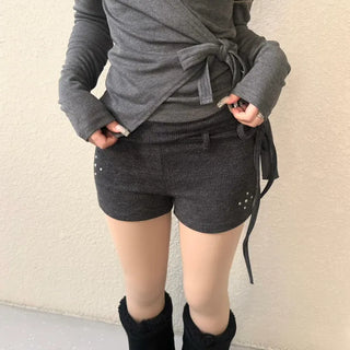 Nasty Folding Stud Hidden Belt String Shorts
