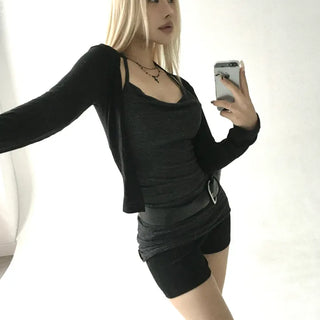 Ribbed Drape Halter Strap Diagonal Sleeveless