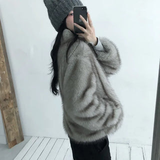 Fox fur zip-up jacket