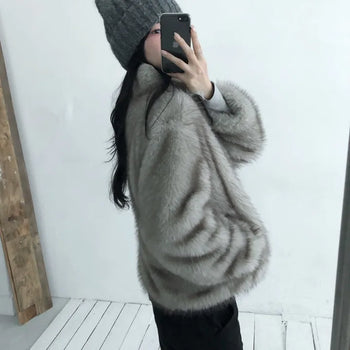 Fox fur zip-up jacket