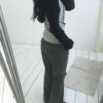 Low cargo bootcut pants