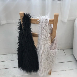 Shaggy fur shoulder bag