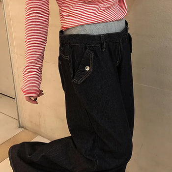 Sagging Layered Two-Way Raw Denim Pants