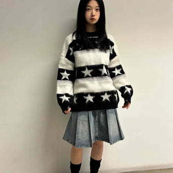 Black Star Angora Balloon Fit Knit