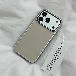 Sand Beige Non-Discoloring MagSafe Glass Shockproof Silver Bumper Case for iPhone 17 Mini Pro Fold Flip 7 Galaxy S26