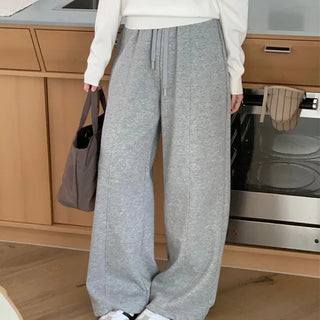 Drawstring Cut Elastic Wide Pants