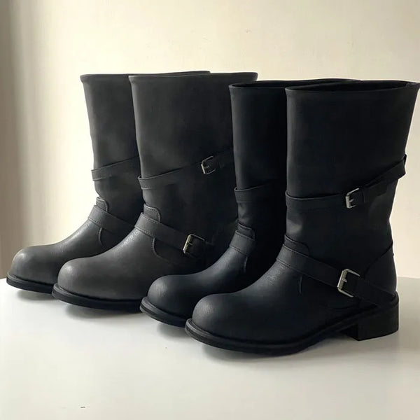 Remev Middle Leather Boots [4CM]