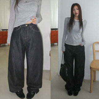 Febers Stitch Raw Denim Wide Pants