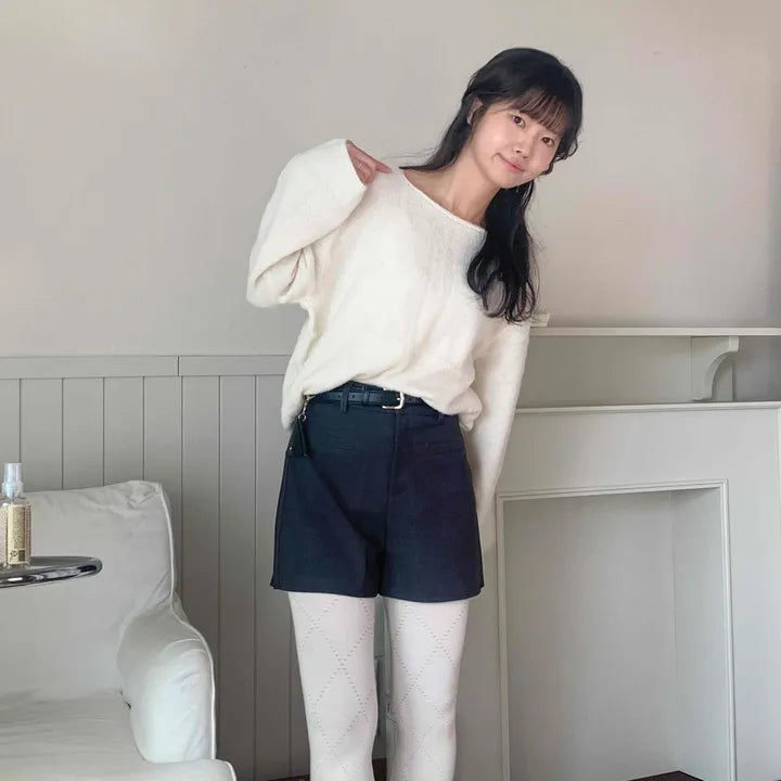 Campus Daily Buckle Belt Mini Shorts