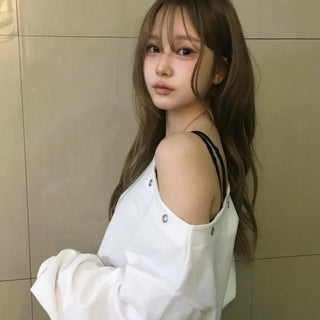 One-Shoulder Perforated Detail Sweatshirt