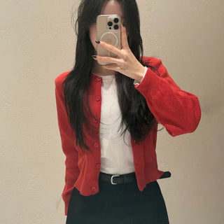 Strawberry Round Knit Cardigan