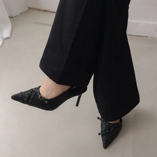 Rokeld Belted Pointed Slingback Heel [8CM]