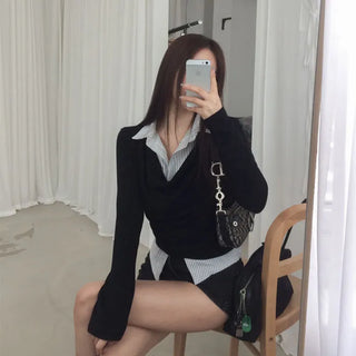 Draped shirt layered T-shirt