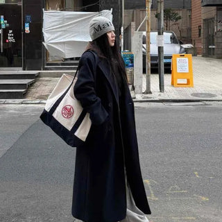 Wool Blend Drop Shoulder Maxi Long Coat
