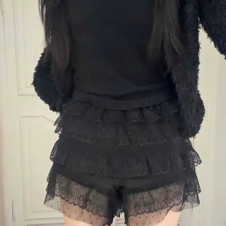 Gothic Sasha Dot See-through Tiered Shorts
