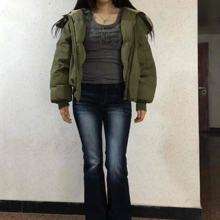 Mid-rise bootcut denim back pocket pants