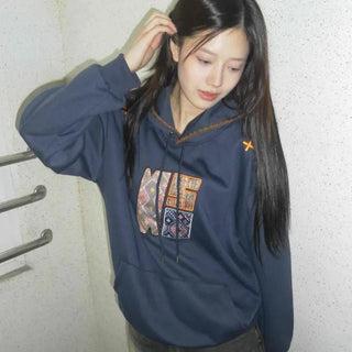 Vintage check patch detail hoodie