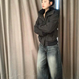 Color-block knit detail field jacket