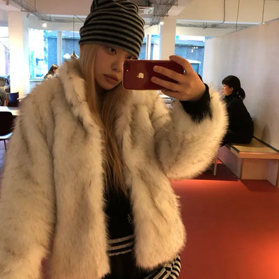 Tip Dying Eco Fur Jacket