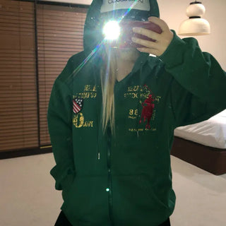 dark green hood zip-up