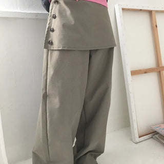 Wrap wide button pants