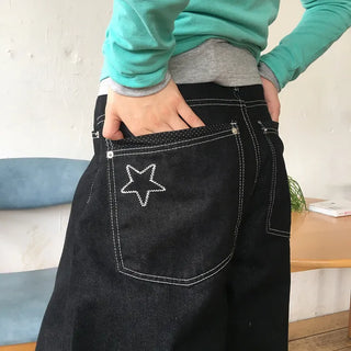 (Non-Fade) Heart T-Stitch Wide Work Pants