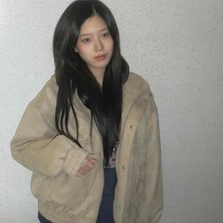 Vintage Suede High-Neck Collar Jumper