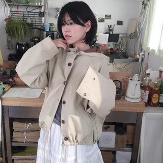 Bacho hooded check-lined field jacket