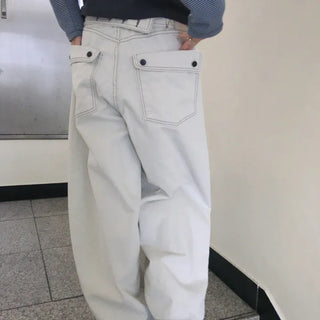 Offset point wide denim