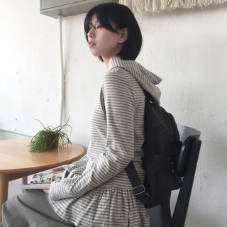 Striped frill hoodie