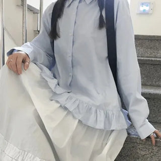 White frill collar shirt