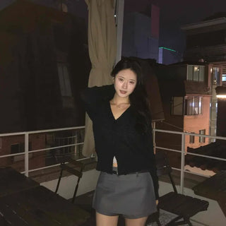 High-Waisted Slim Fit Wrap Mini Skirt Pants