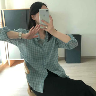Vintage French Check Loose Fit Airy Shirt