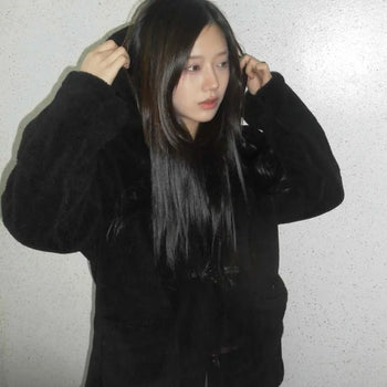 Soft Mood Fuzzy Hooded Double Long Coat