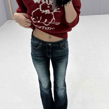 Gradient Wash Low-Rise Slim Bootcut Denim Pants