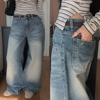 Cork piercing denim wide pants