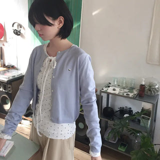 Simple round knit cardigan