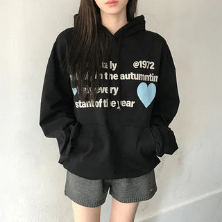 Love Heart Lettering Terry Hoodie