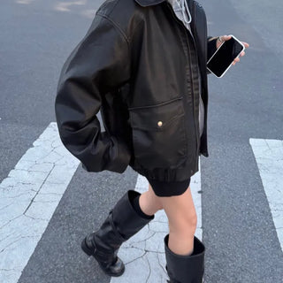 Over-leather jacket, vintage blouson jumper, unisex