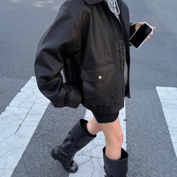 Over-leather jacket, vintage blouson jumper, unisex