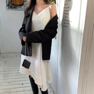 Grip Asymmetrical Flare Sleeveless Long Dress