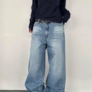 [Unisex] Mid-wash Wide Denim Pants (2 colors)