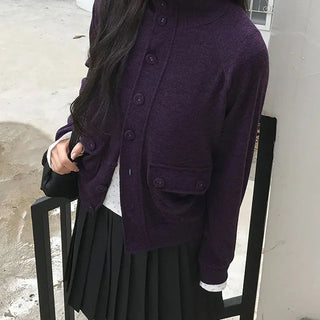 Cocoa Button Layered Cardigan