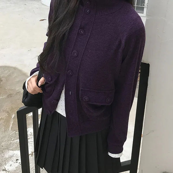 Cocoa Button Layered Cardigan