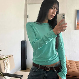 Colorful Daily Sleeve Slim Long Sleeve T-shirt