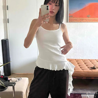 Frill Ruffle Hem Slim Fit Sleeveless